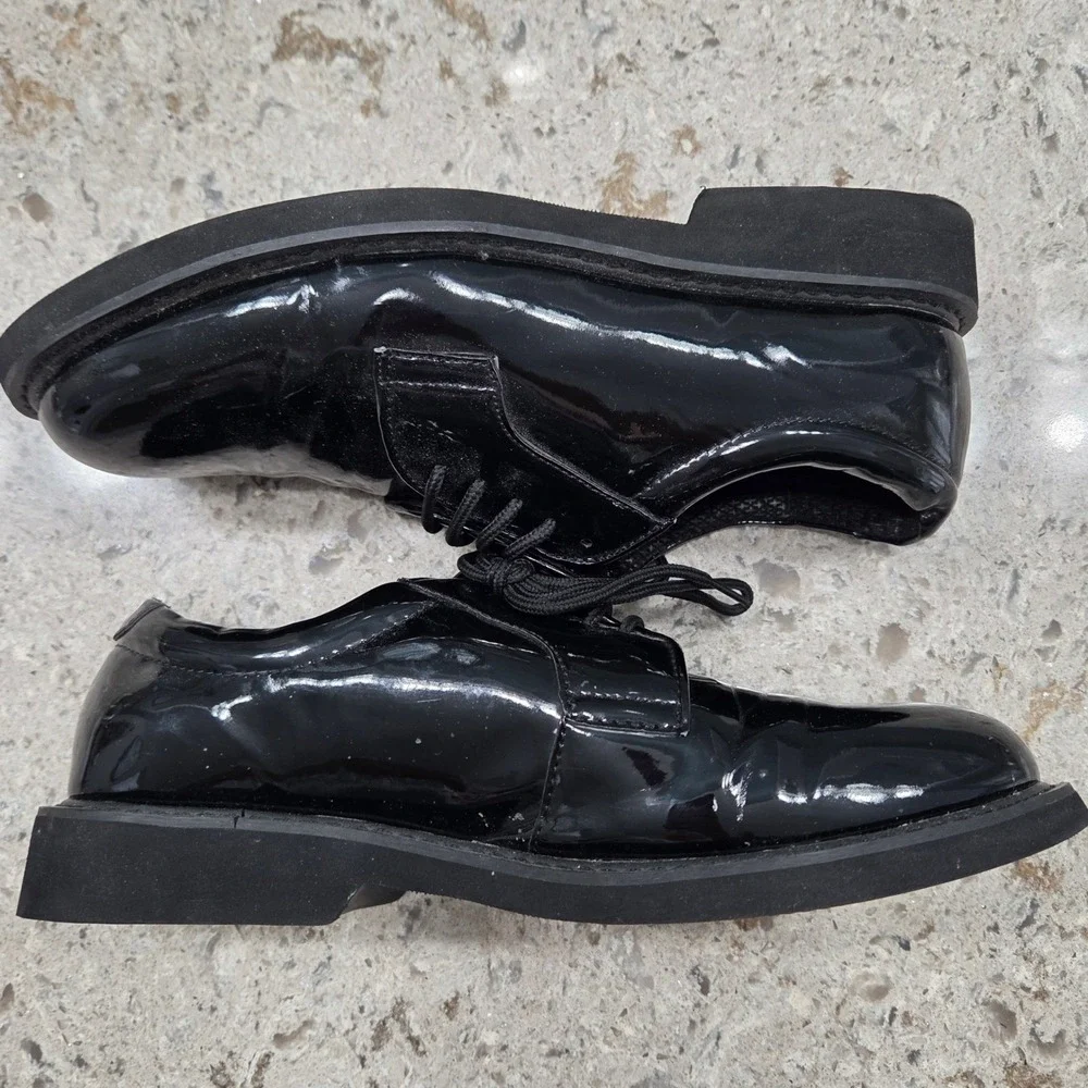 Tact Squad Mens Hi-Gloss Uniform Oxford Shoes Black Patent S200BK Size 10.5M